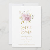 Roze minimalistische botanische bloemen Bouquet We Save The Date (Voorkant)
