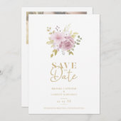 Roze minimalistische botanische bloemen Bouquet We Save The Date (Voorkant / Achterkant)