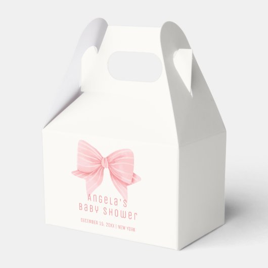 Roze Minimalistische Bow Stropdas Baby shower Bedankdoosjes (Voorkant Zijde)