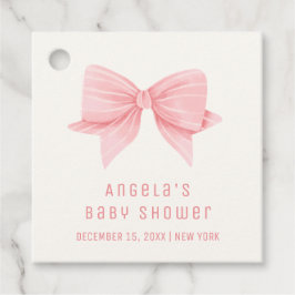 Roze Minimalistische Bow Stropdas Baby shower Bedankjes Labels