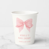 Roze Minimalistische Bow Stropdas Baby shower Papieren Bekers (Achterkant)