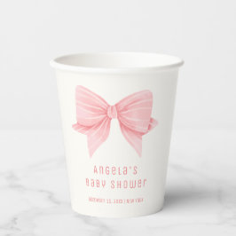 Roze Minimalistische Bow Stropdas Baby shower Papieren Bekers