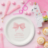 Roze Minimalistische Bow Stropdas Baby shower Papieren Bordje (Feest)