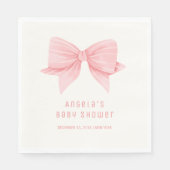 Roze Minimalistische Bow Stropdas Baby shower Servet (Voorkant)