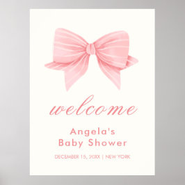 Roze Minimalistische Bow Stropdas Baby shower Welk Poster