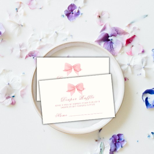 Roze Minimalistische Bow Stropdas Luier Raffle Bab Informatiekaartje