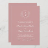 Roze minimalistische bruiloft kaart (Voorkant / Achterkant)