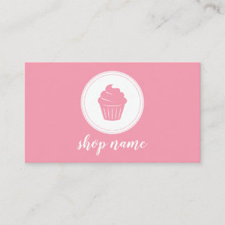 Roze Minimalistische Cupcake Bakker Bedrijfskaart Visitekaartje