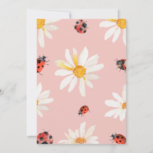 Roze minimalistische Daisy Lovebug Baby shower Kaart (Achterkant)