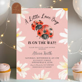 Roze minimalistische Daisy Lovebug Baby shower Kaart
