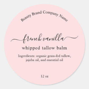 Roze Minimalistische Eenvoudige Schoonheidsproduct Ronde Sticker
