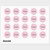 Roze Minimalistische Elegant Bold Initialen Bruilo Ronde Sticker (Vel)