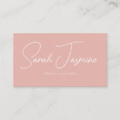 Roze minimalistische elegante scanbare QRcode Visitekaartje (Voorkant)