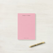 Roze minimalistische en gepersonaliseerde retro es post-it® notes (Op bureau)