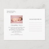 Roze minimalistische geboortekaart voor babymeisje briefkaart (Achterkant)