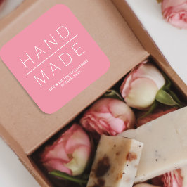 Roze minimalistische, handgemaakte zakelijke suppo vierkante sticker
