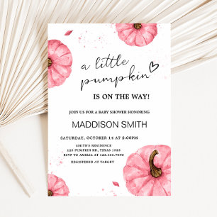 Roze Minimalistische Herfst pompoen Baby shower Kaart