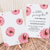 Roze Minimalistische Herfst pompoen Baby shower Kaart