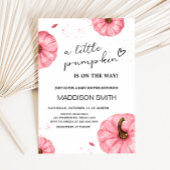 Roze Minimalistische Herfst pompoen Baby shower Kaart