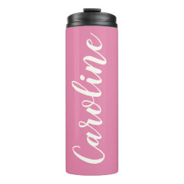 Roze minimalistische kalligrafie - Aangepaste naam Thermosbeker