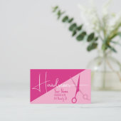 Roze minimalistische kapper mode visitekaartje (Staand voorkant)