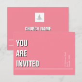 Roze Minimalistische Kerk Uitnodiging (Voorkant / Achterkant)