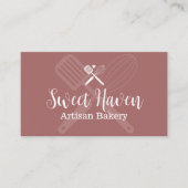 Roze Minimalistische kookgerei Bakkerij Visitekaartje (Voorkant)