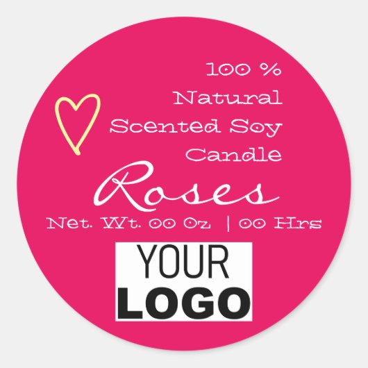 Roze minimalistische Logo Sjabloon Kandle Heart La Ronde Sticker (Voorkant)
