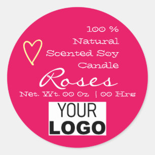Roze minimalistische Logo Sjabloon Kandle Heart La Ronde Sticker