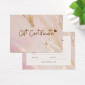 Roze Minimalistische Marmeren Zakelijke Cadeaubonn Visitekaartje (Bureau)