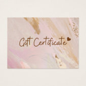 Roze Minimalistische Marmeren Zakelijke Cadeaubonn Visitekaartje (Voorkant)