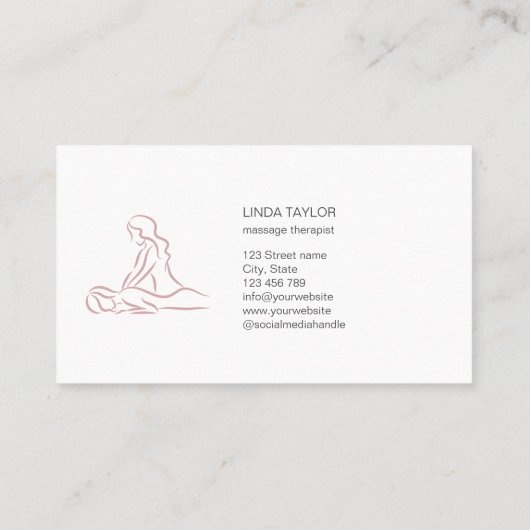 Roze minimalistische massagetherapeut visitekaartje (Achterkant)