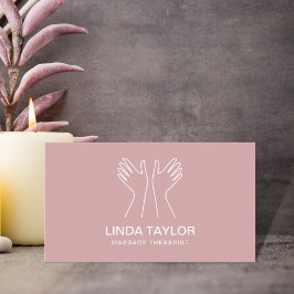 Roze minimalistische massagetherapeut visitekaartje