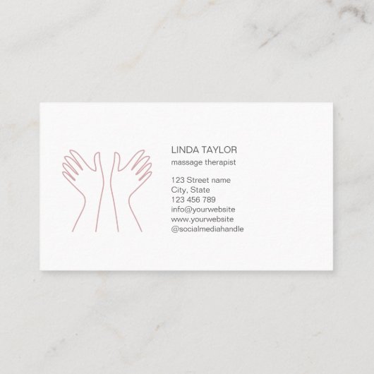 Roze minimalistische massagetherapeut visitekaartje (Achterkant)