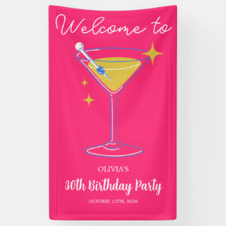 Roze Minimalistische Meisjesachtige 30e Verjaardag Spandoek