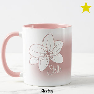 Roze Minimalistische Met de Hand Getekende Bloem J Mok