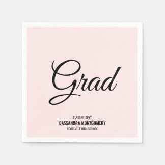 Roze minimalistische moderne afstudeerfeest servet