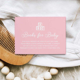 Roze Minimalistische Moderne Boeken voor Baby Kaar Informatiekaartje