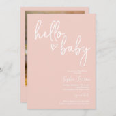 Roze Minimalistische Moderne Boho Baby Shower Kaart (Voorkant / Achterkant)