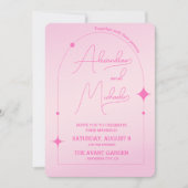 Roze minimalistische moderne elegante bruiloft kaart (Voorkant)