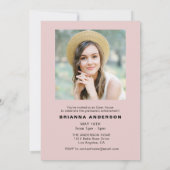 Roze Minimalistische Moderne Foto Afstudeerfeest Kaart (Achterkant)