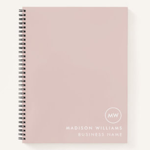 Roze Minimalistische Monogram Aangepaste Naam Notitieboek