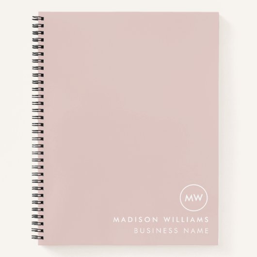 Roze Minimalistische Monogram Aangepaste Naam Notitieboek (Voorkant)