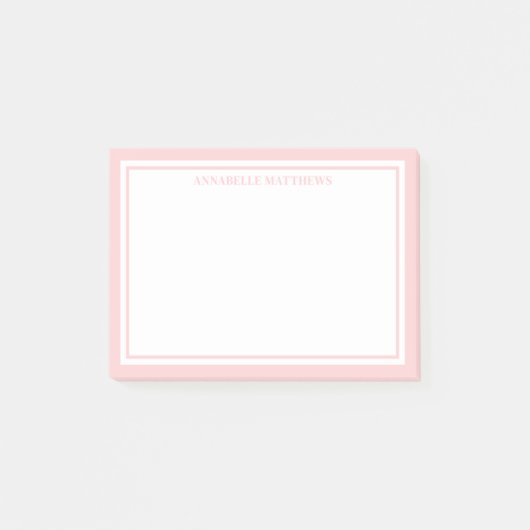 Roze Minimalistische Monogram Post-it® Notes (Voorkant)