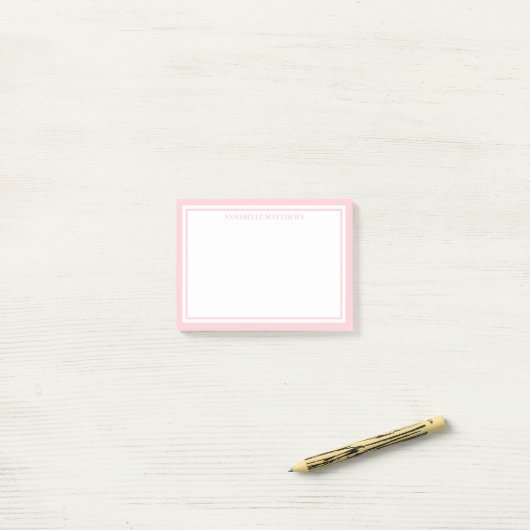 Roze Minimalistische Monogram Post-it® Notes (Op bureau)