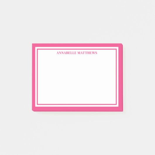 Roze Minimalistische Monogram Post-it® Notes (Voorkant)
