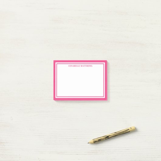 Roze Minimalistische Monogram Post-it® Notes (Op bureau)
