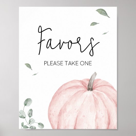 Roze minimalistische pompoen Baby shower gunsten Poster (Voorkant)