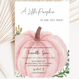 Roze Minimalistische Pompoen Baby Shower Kaart