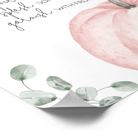 Roze Minimalistische Pompoen Baby shower Mom Osa B Poster (Hoek)